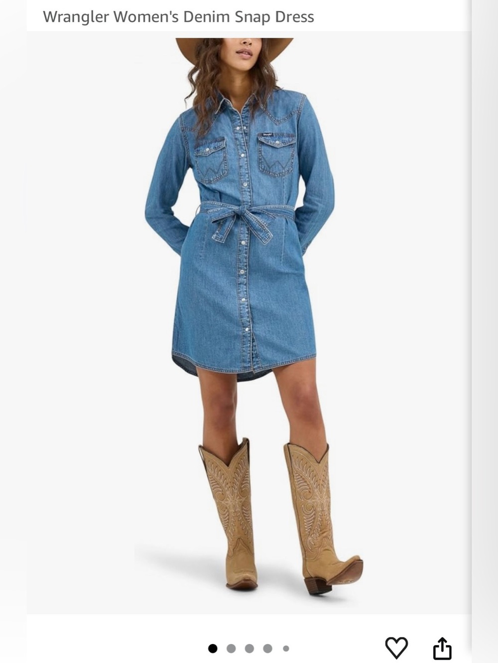Wrangler Blue Denim Tie-Waist Mini Dress
